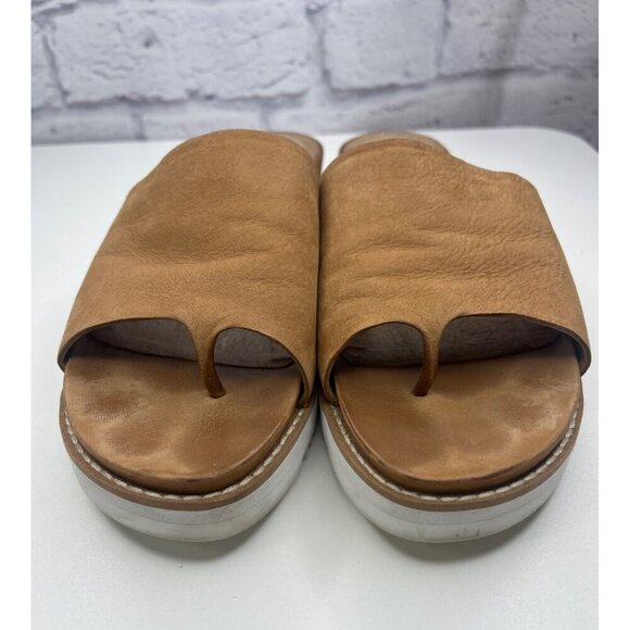 Eileen Fisher Touch Leather Flatform Sandal 7.5 Ladies Brown Color - Picture 2 of 11